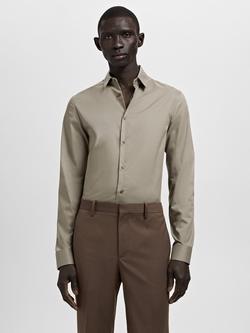 Mango Emotion Slim Fit Cotton Blend Shirt, Brown