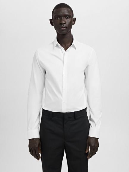 Mango Emotion Slim Fit Cotton Blend Shirt, White