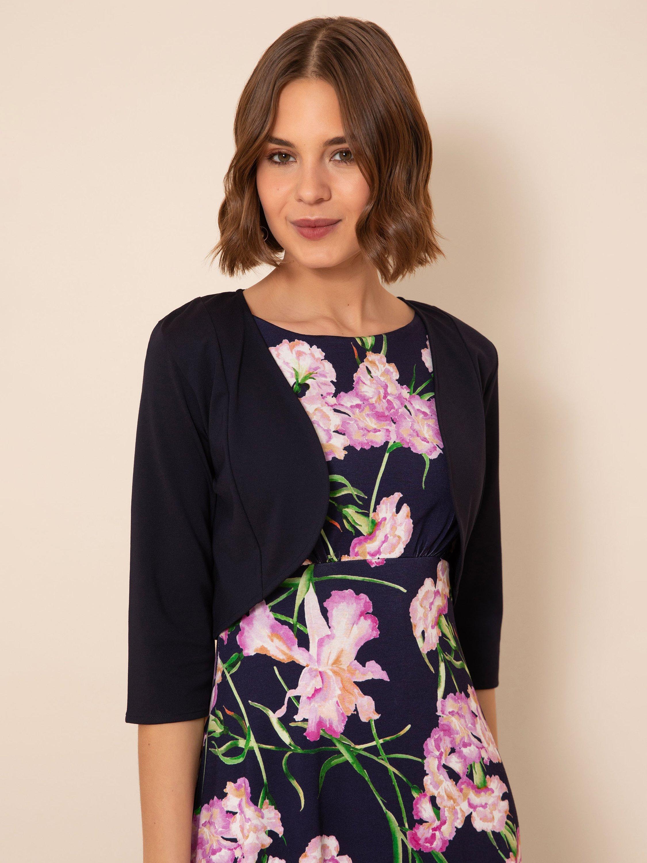 Product image 2 of 9, which shows Alie Street Freya Jersey Bolero, Navy, 6