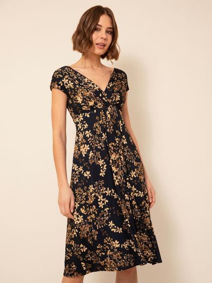 Alie Street Sara Floral Midi Dress, Black/Gold, Black/Gold