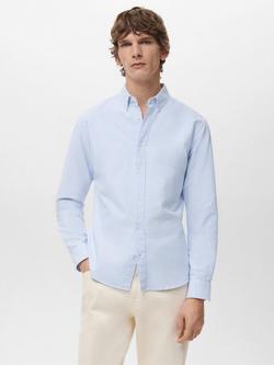Mango Kodak Stripe Cotton Shirt, Pastel Blue, Pastel Blue