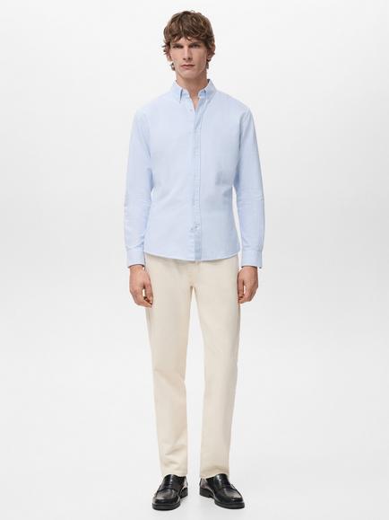 Mango Kodak Stripe Cotton Shirt, Pastel Blue - view 2, Pastel Blue