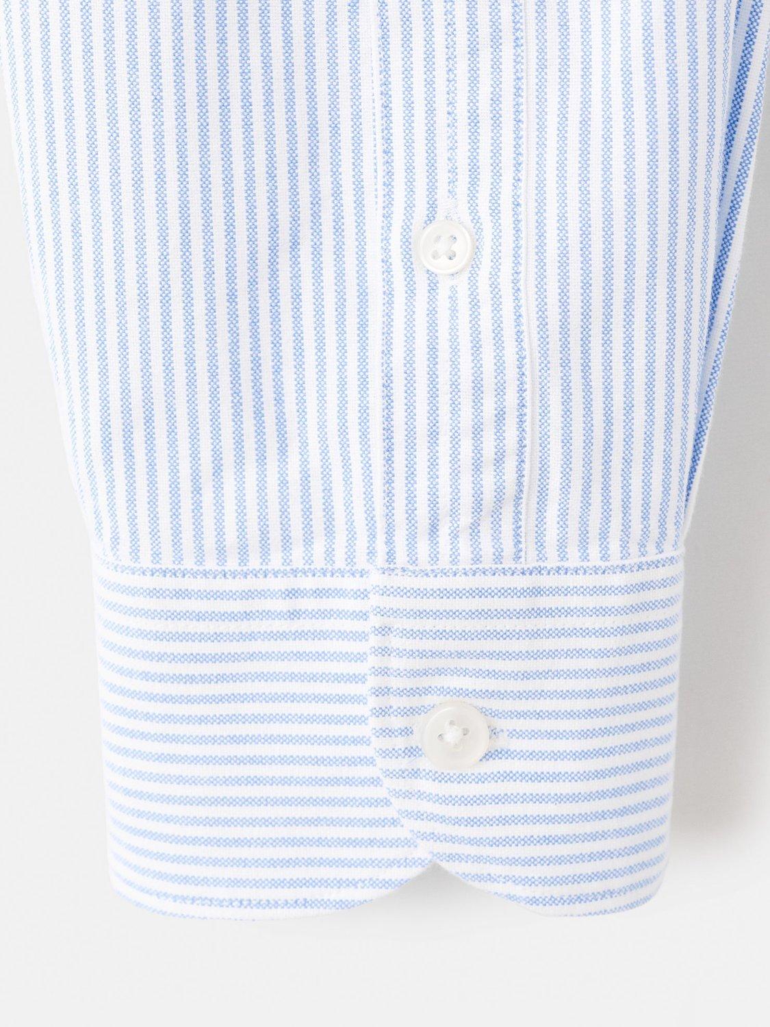 Product image 5 of 8, which shows Mango Kodak Stripe Cotton Shirt, Pastel Blue, L