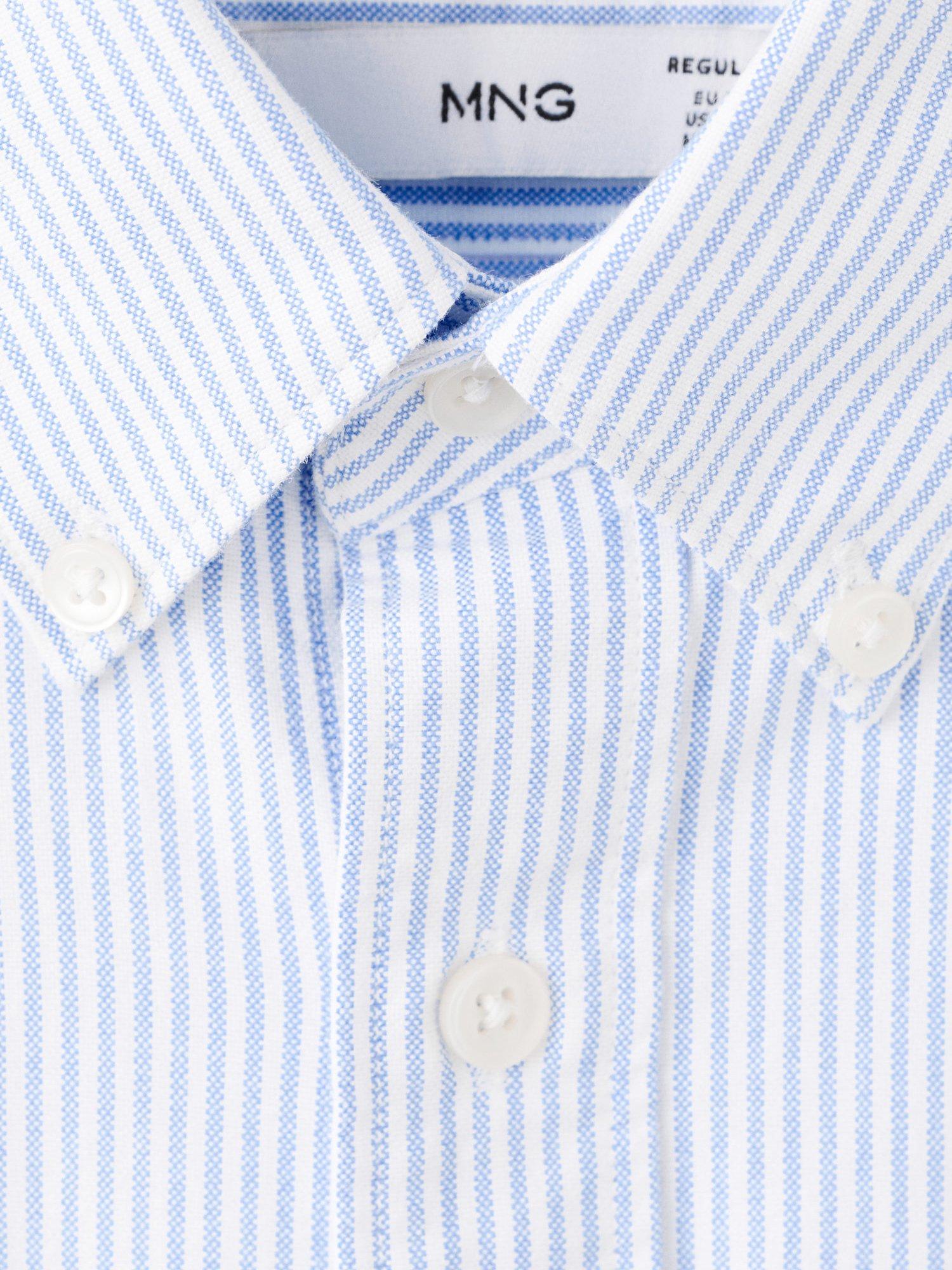 Product image 8 of 8, which shows Mango Kodak Stripe Cotton Shirt, Pastel Blue, L