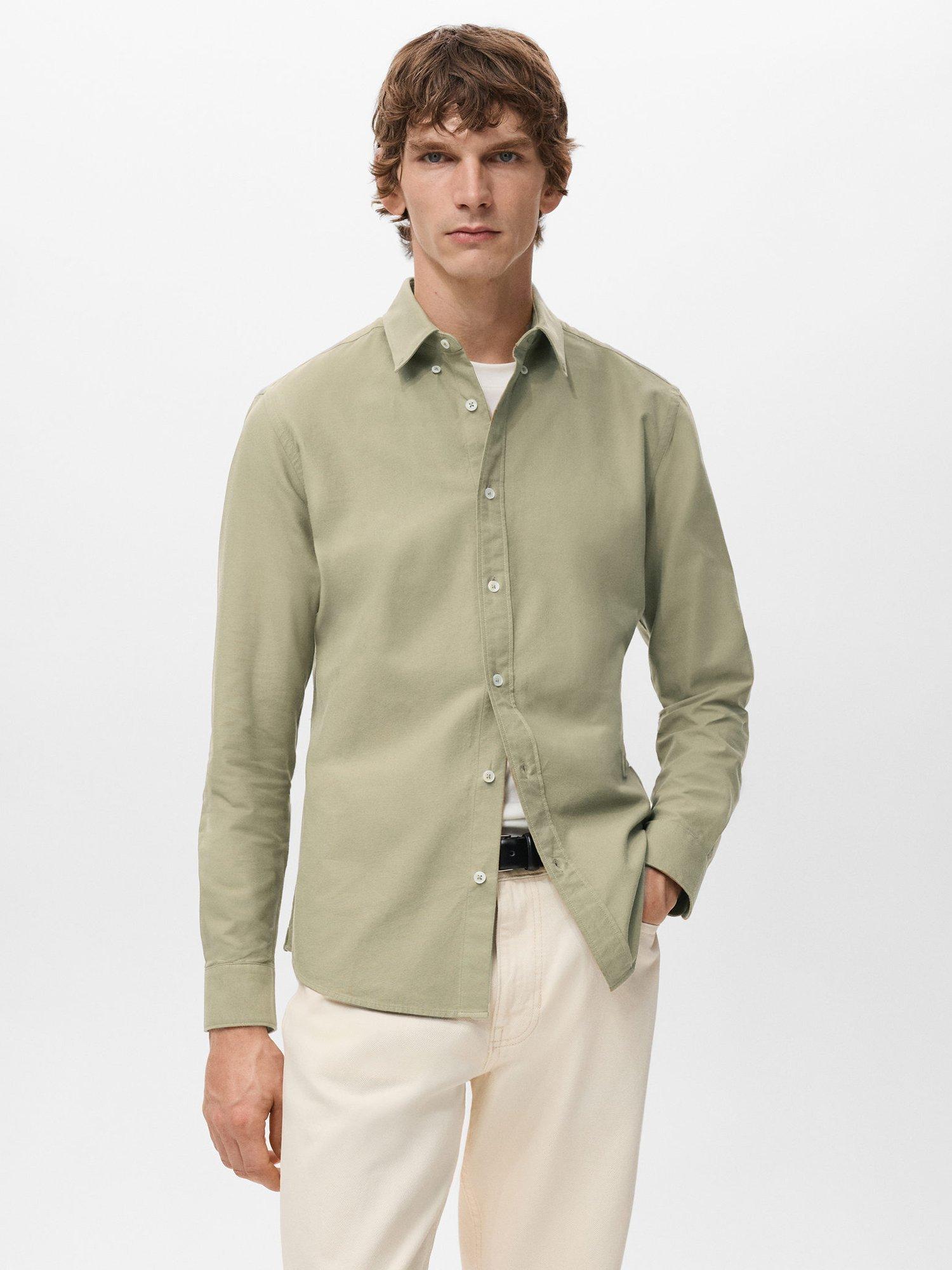 Product image 1 of 8, which shows Mango Cotton Oxford Shirt, Khaki, XS