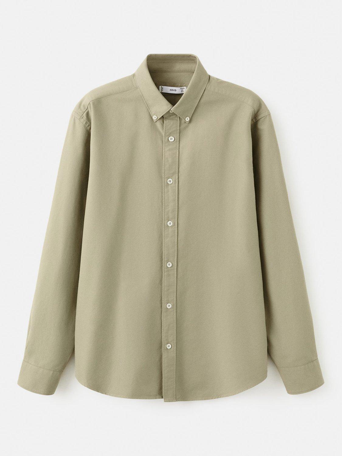 Product image 3 of 8, which shows Mango Cotton Oxford Shirt, Khaki, XS