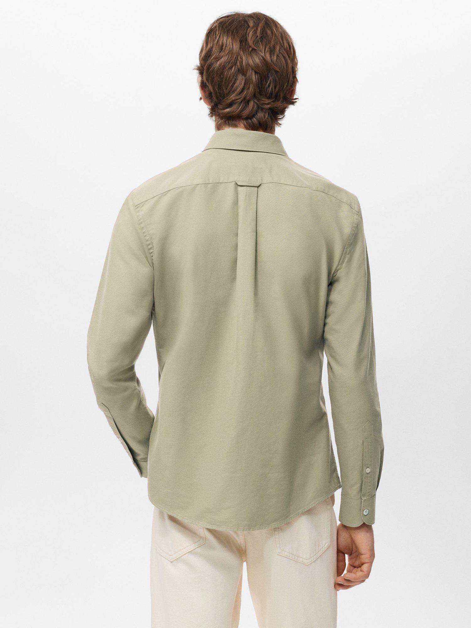 Product image 4 of 8, which shows Mango Cotton Oxford Shirt, Khaki, XS