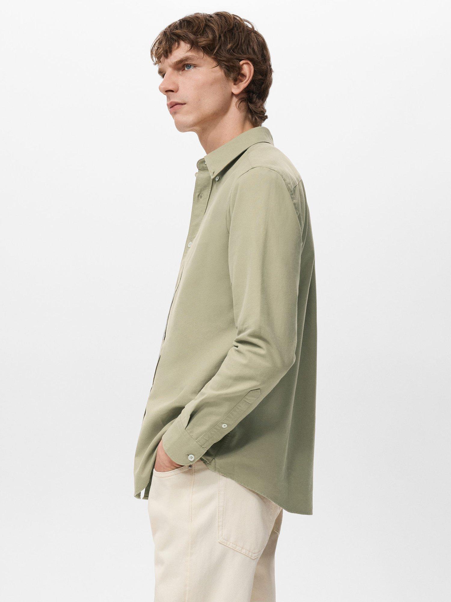 Product image 7 of 8, which shows Mango Cotton Oxford Shirt, Khaki, XS