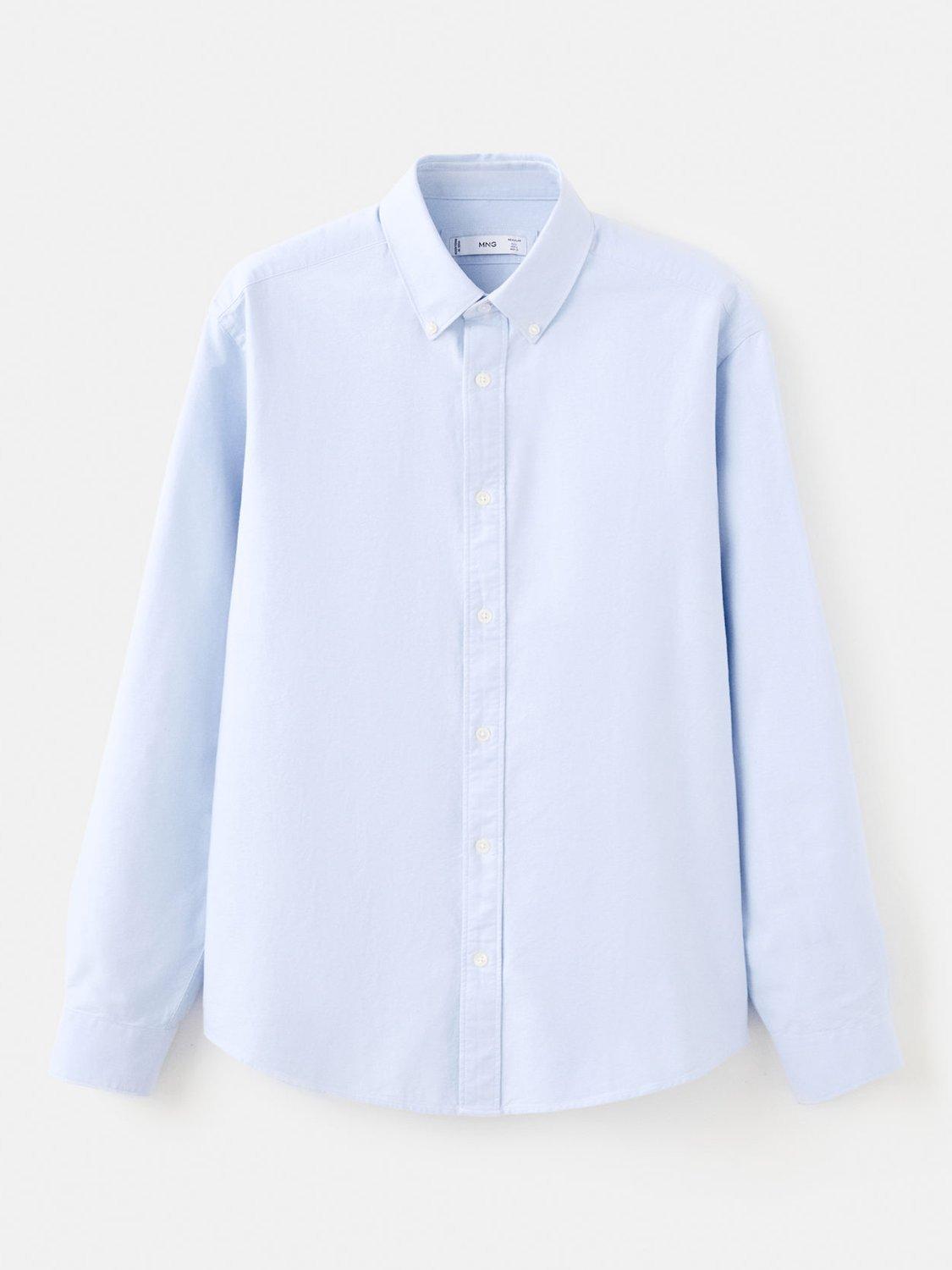 Product image 3 of 8, which shows Mango Cotton Oxford Shirt, Pastel Blue, XS