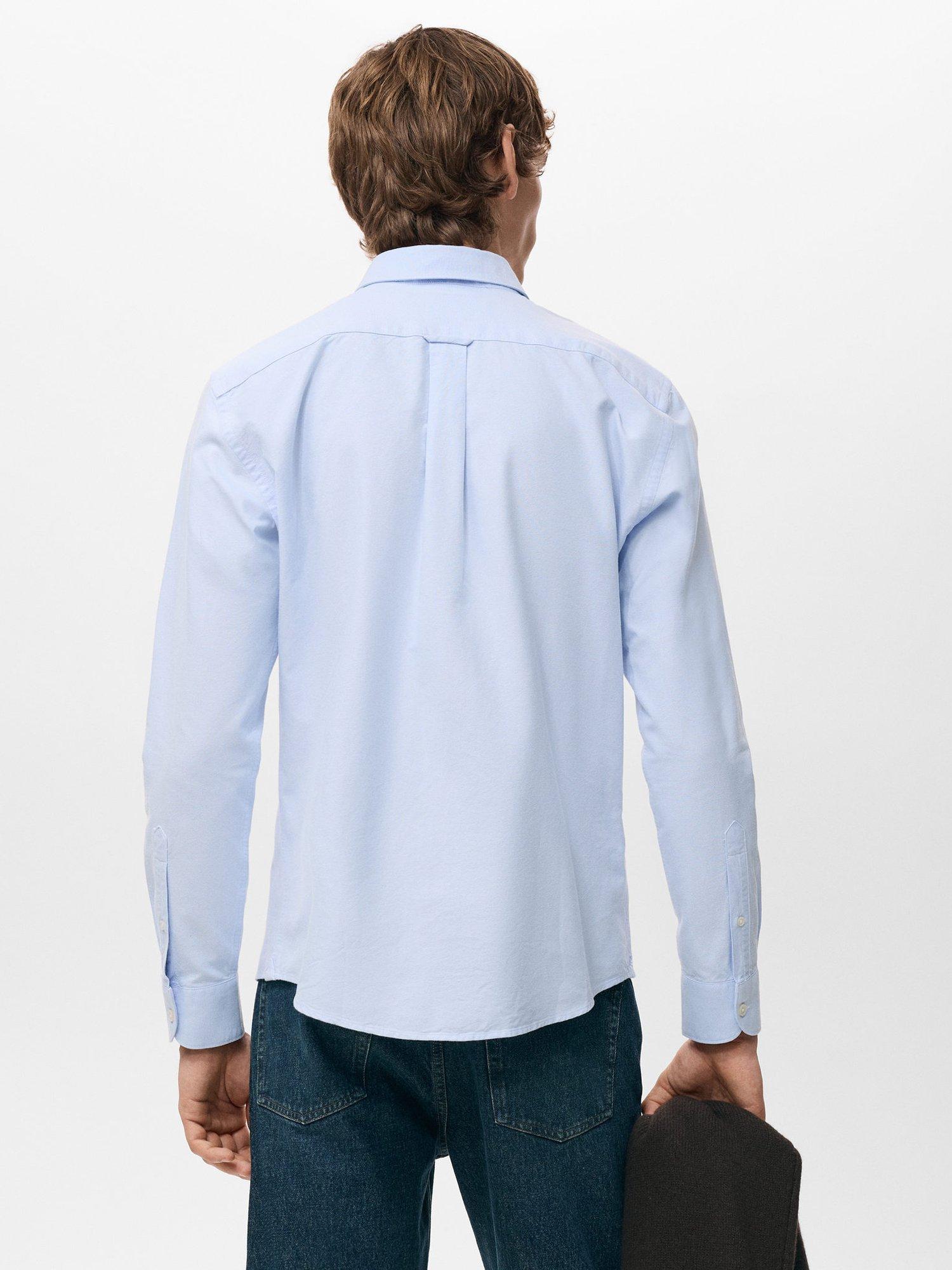 Product image 4 of 8, which shows Mango Cotton Oxford Shirt, Pastel Blue, XS