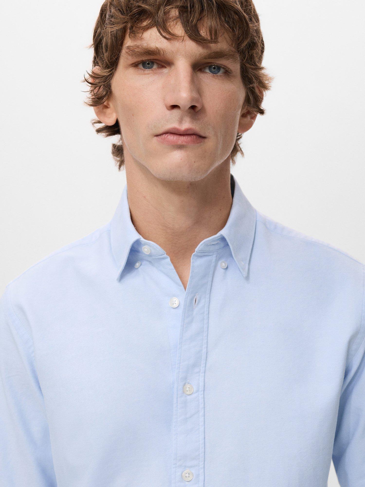 Product image 6 of 8, which shows Mango Cotton Oxford Shirt, Pastel Blue, XS