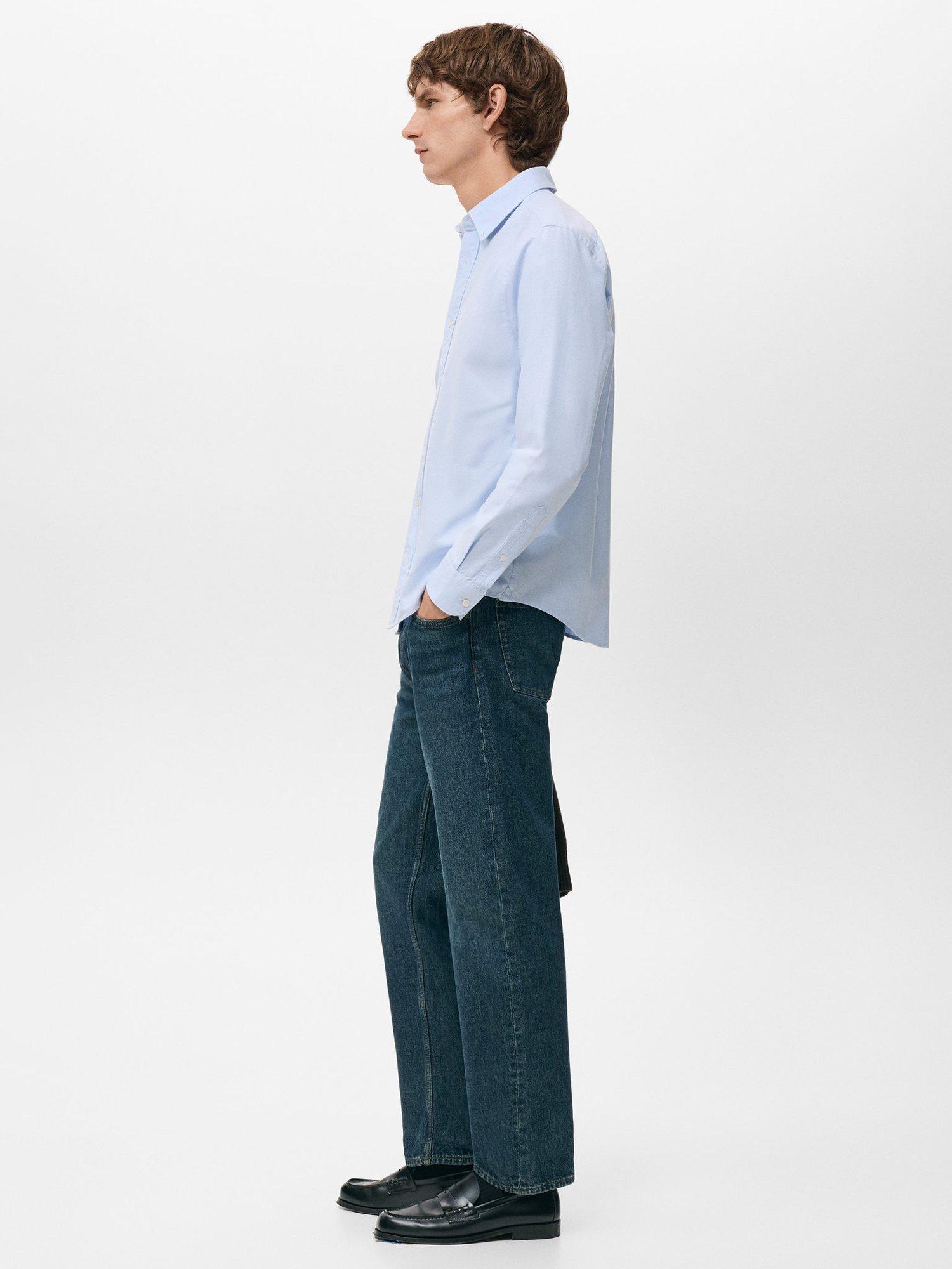 Product image 7 of 8, which shows Mango Cotton Oxford Shirt, Pastel Blue, XS