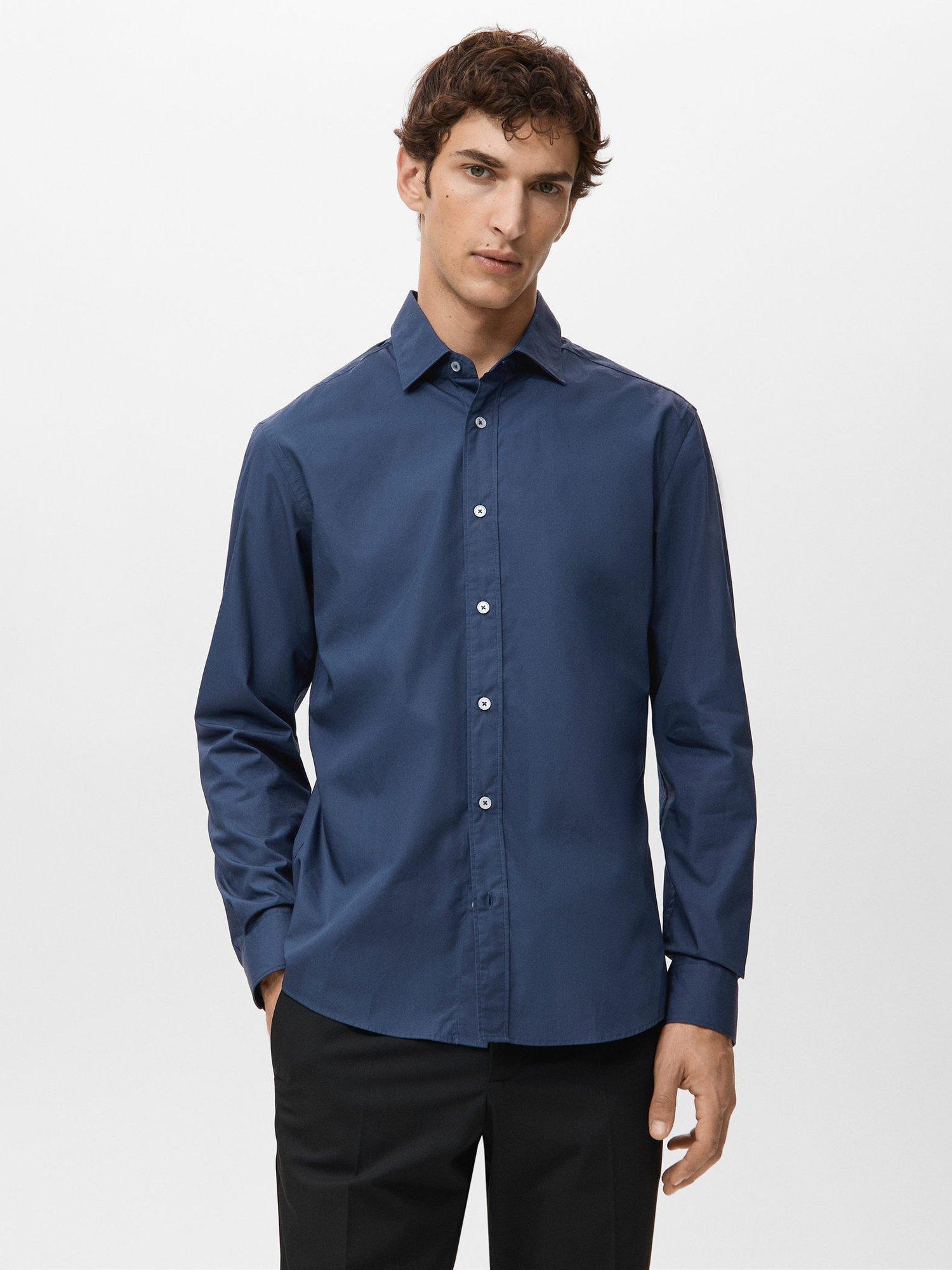 Product image 1 of 8, which shows Mango Play Cotton Shirt, Navy, XS