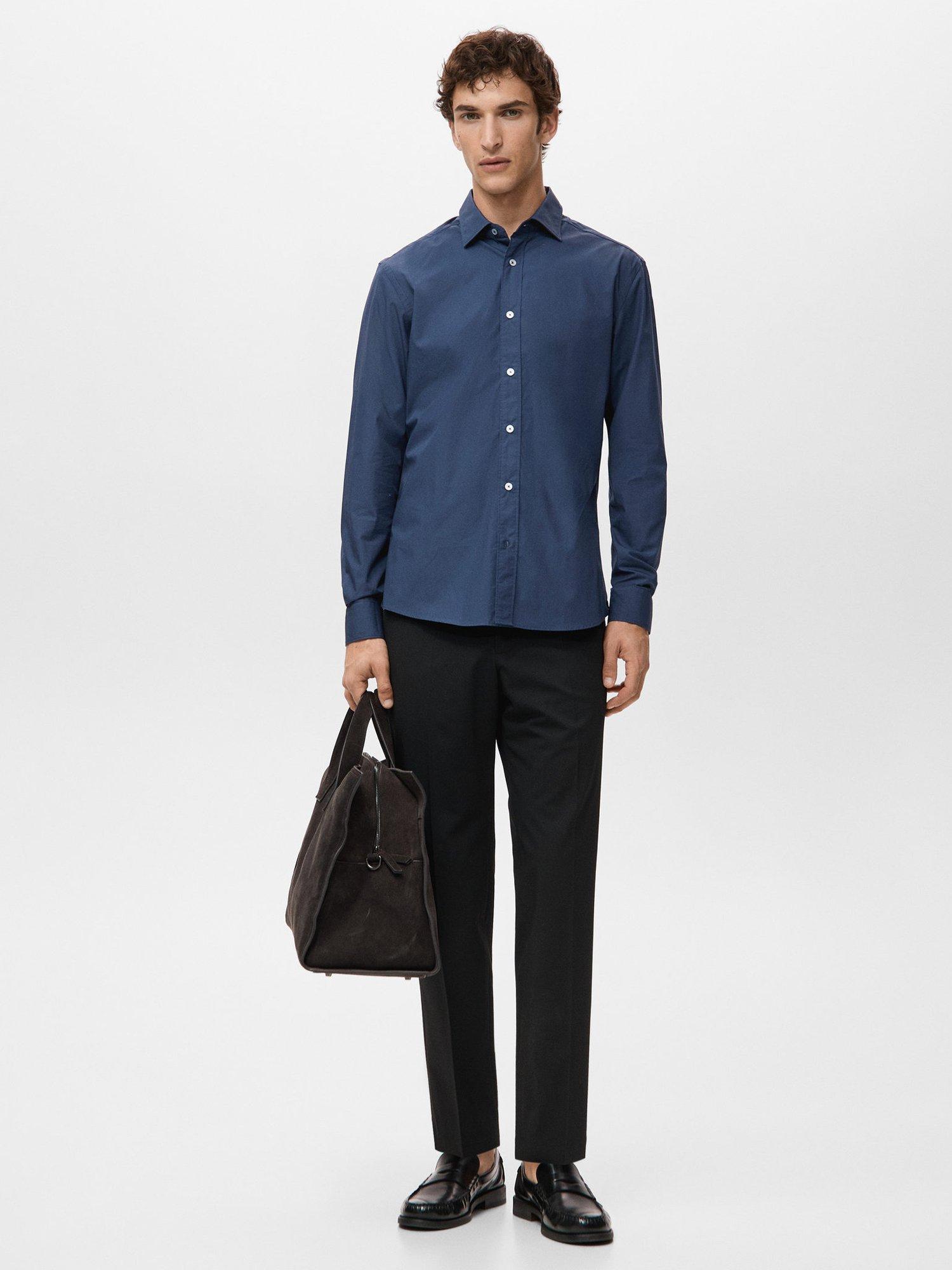 Product image 2 of 8, which shows Mango Play Cotton Shirt, Navy, XS
