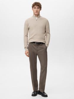 Mango Antiguap Quarter Zip Jumper - view 2, Light Beige