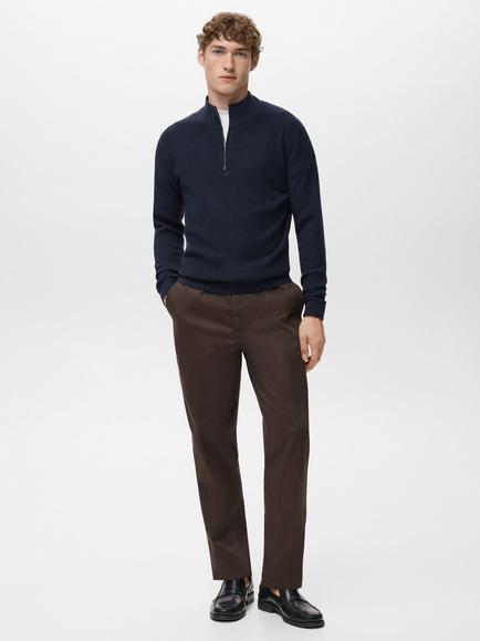 Mango Antiguap Quarter Zip Jumper - view 2, Navy