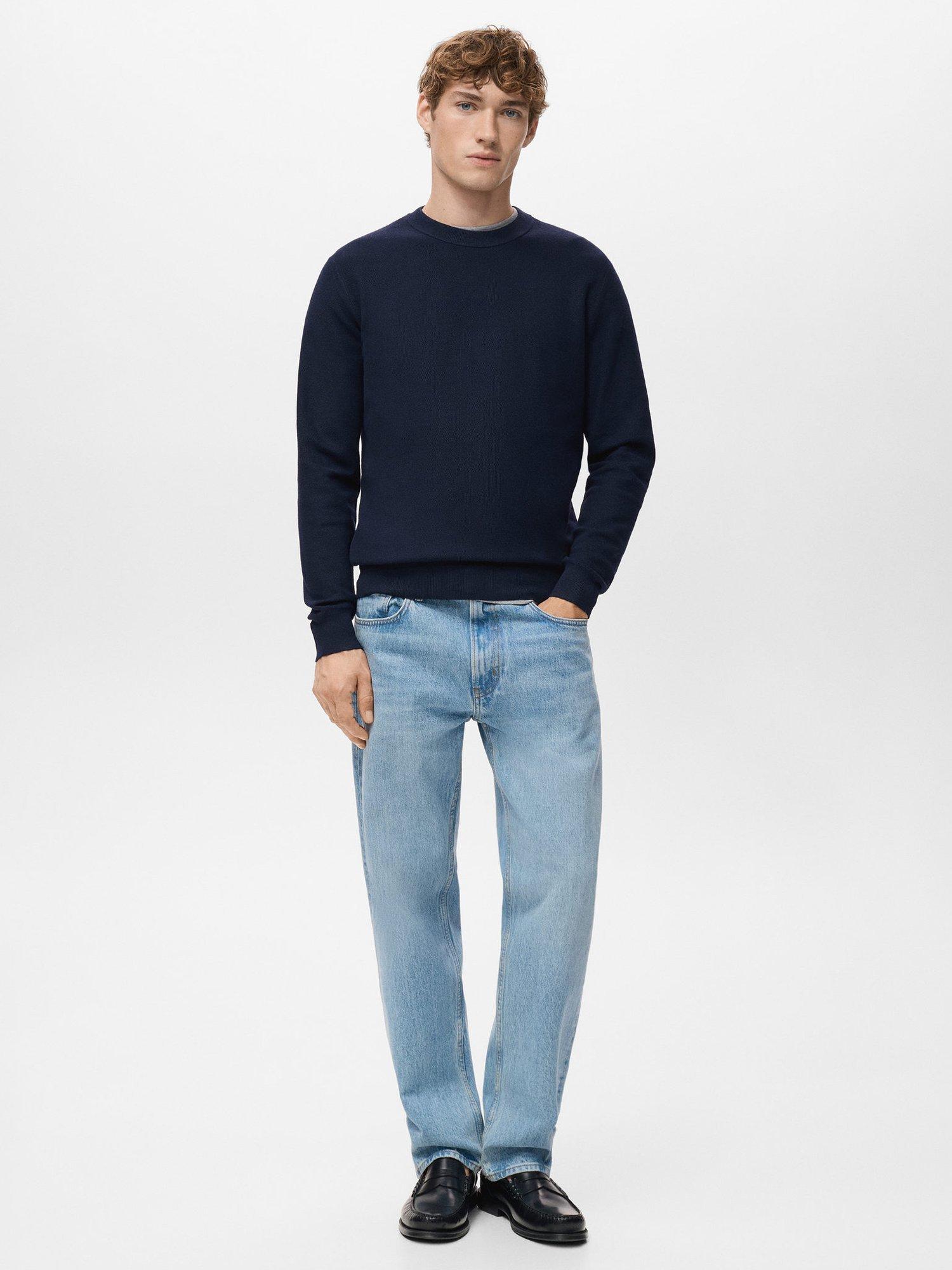 Product image 2 of 8, which shows Mango Ten Crew Neck Jumper with Cotton, Navy, L