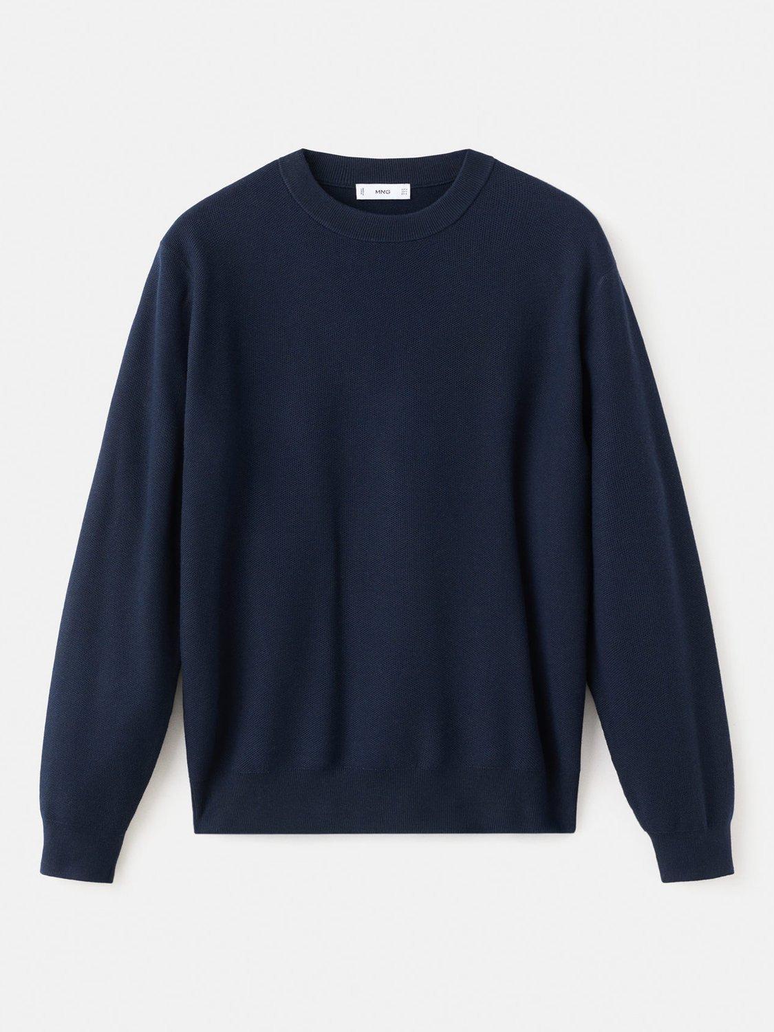 Product image 3 of 8, which shows Mango Ten Crew Neck Jumper with Cotton, Navy, L
