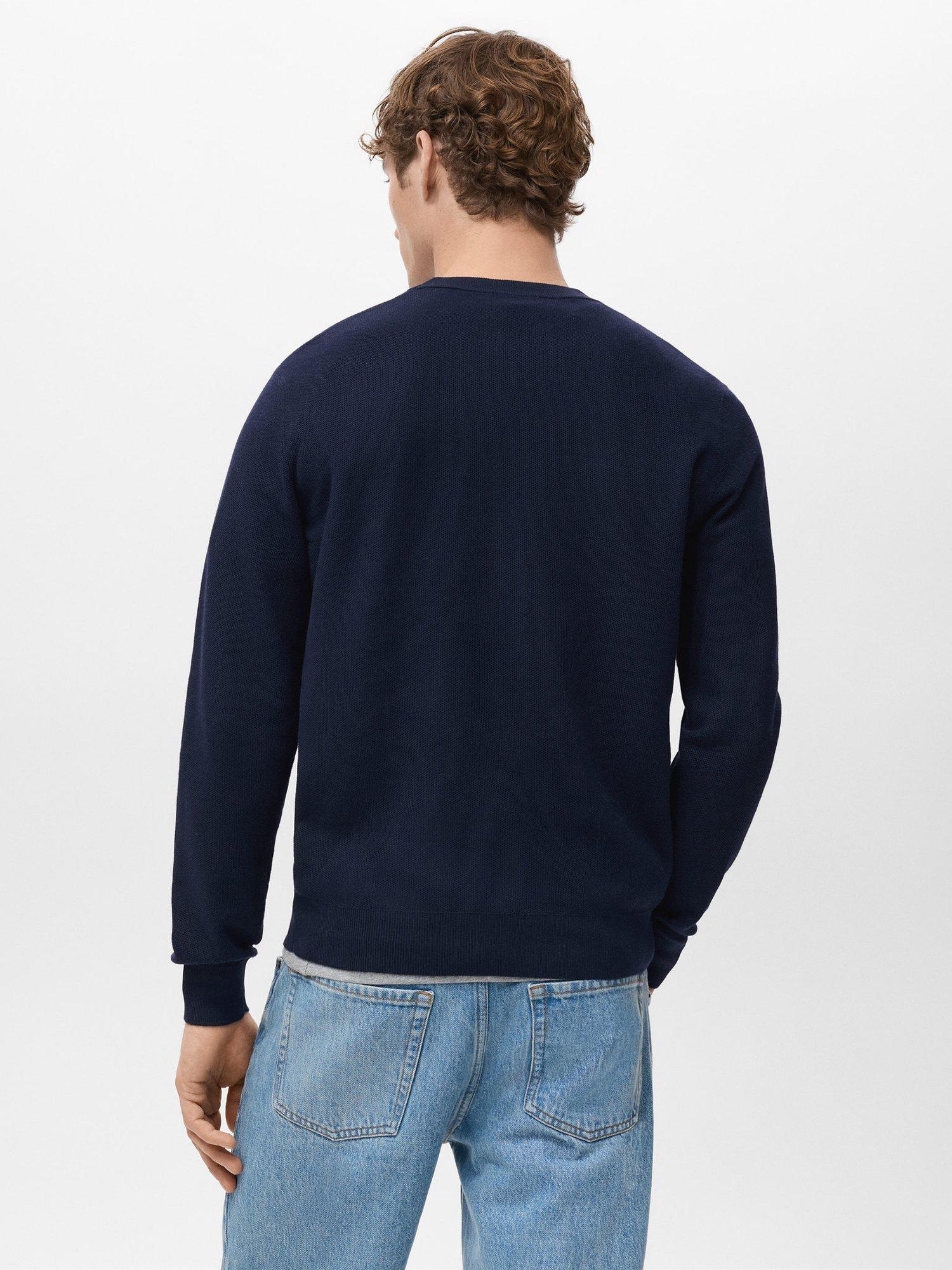 Product image 4 of 8, which shows Mango Ten Crew Neck Jumper with Cotton, Navy, L