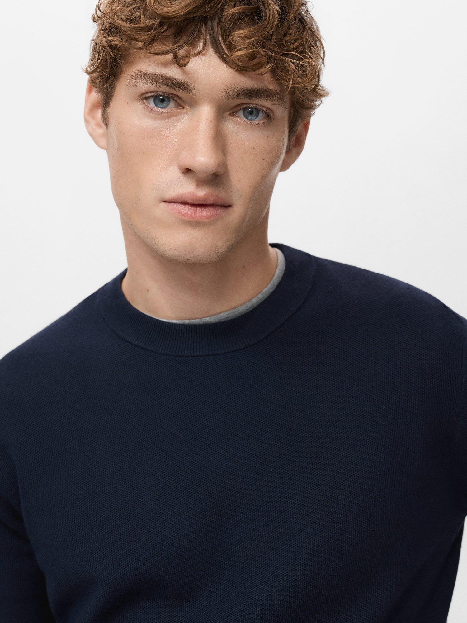 Product image 6 of 8, which shows Mango Ten Crew Neck Jumper with Cotton, Navy, L