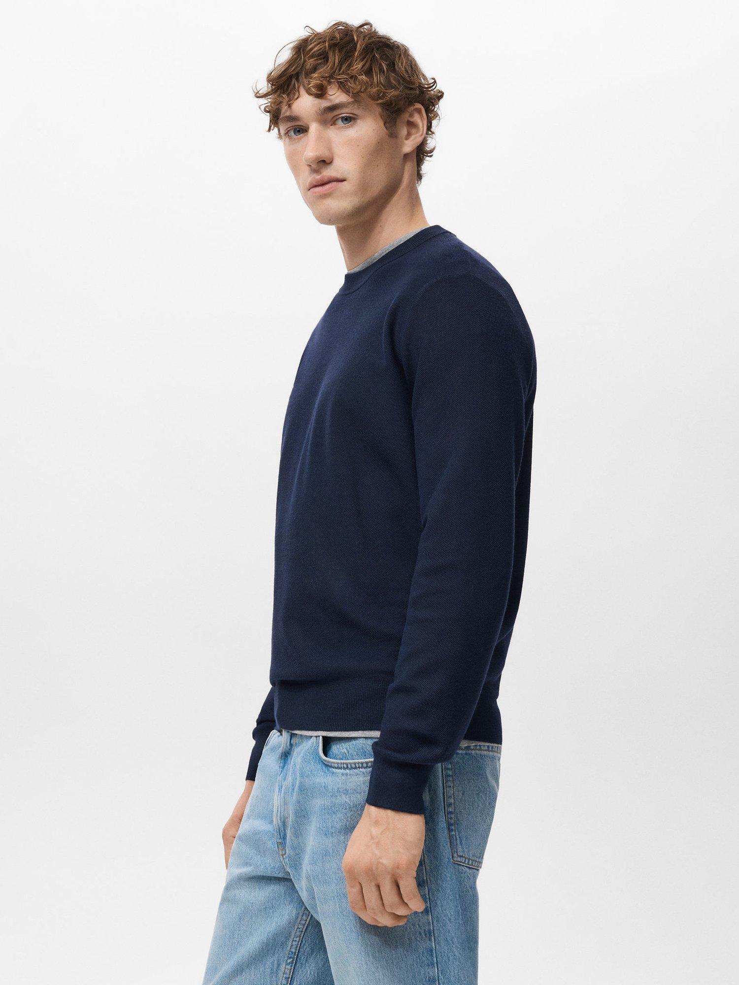 Product image 7 of 8, which shows Mango Ten Crew Neck Jumper with Cotton, Navy, L