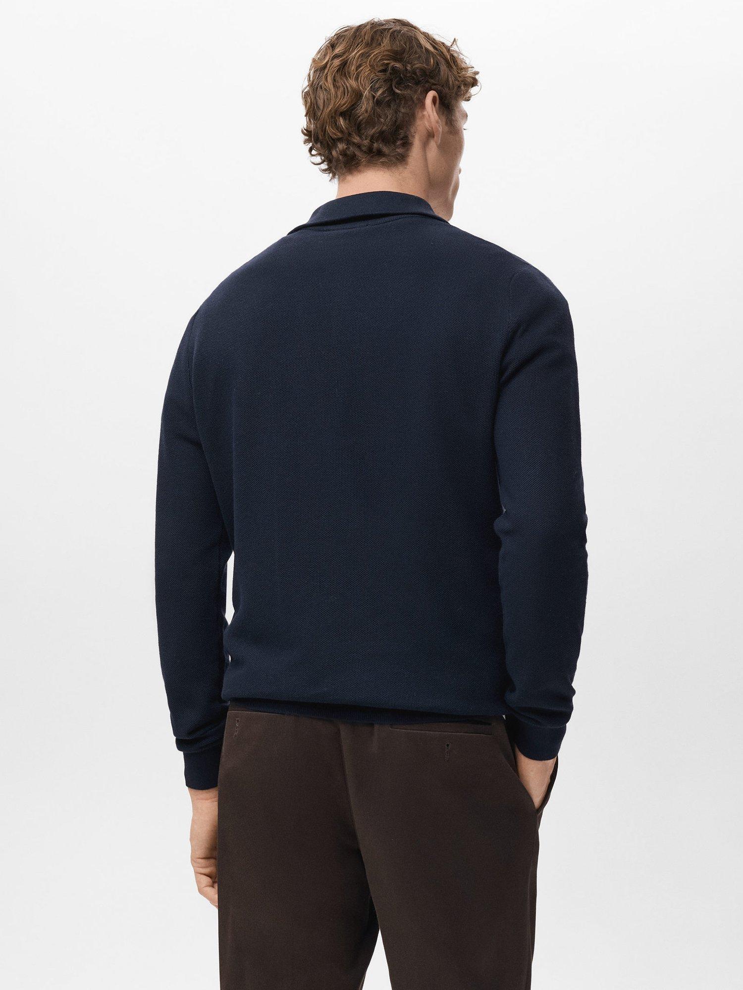 Product image 4 of 8, which shows Mango Tenp Zip Neck Jumper with Cotton, Navy, L