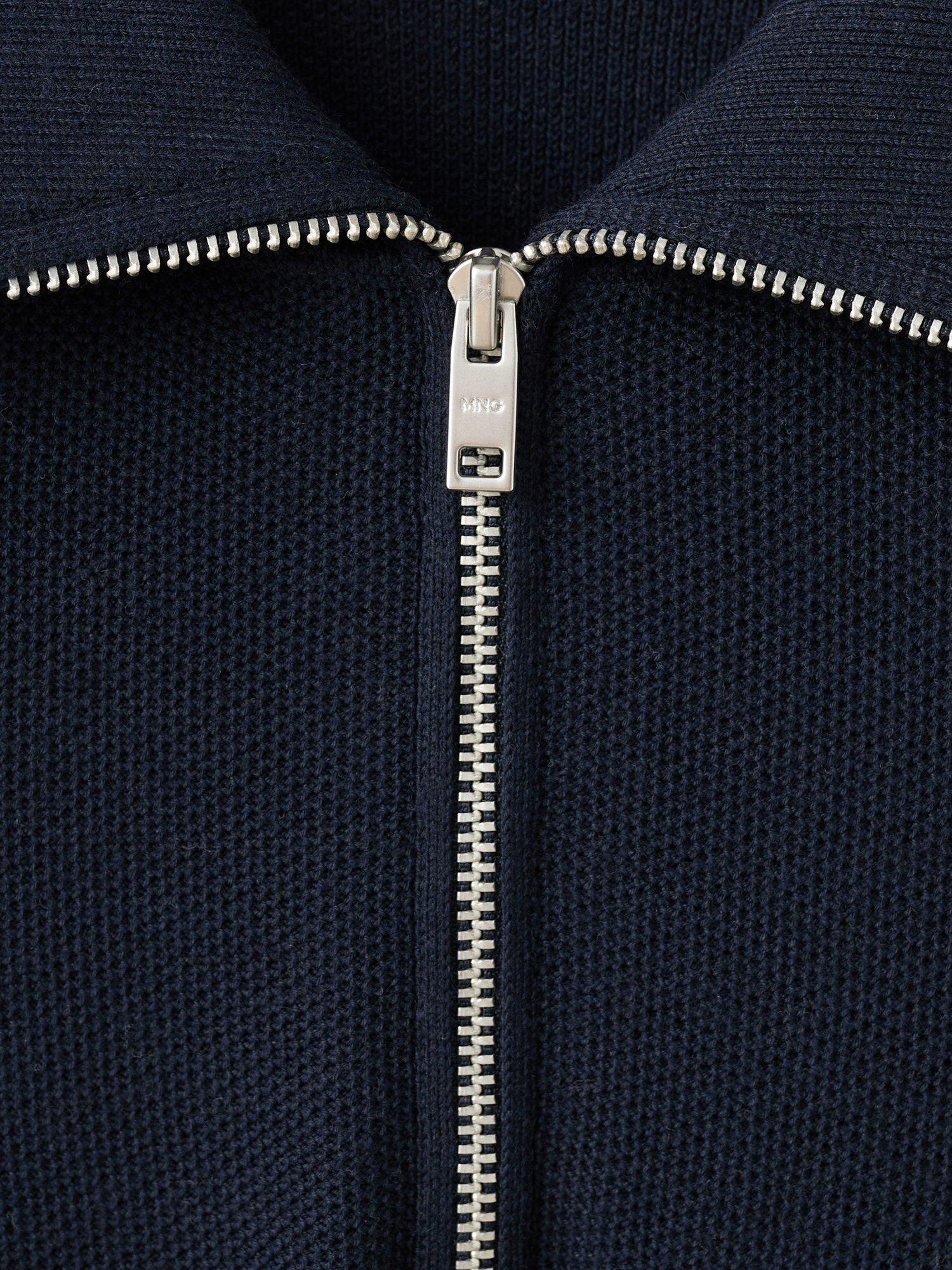 Product image 8 of 8, which shows Mango Tenp Zip Neck Jumper with Cotton, Navy, L