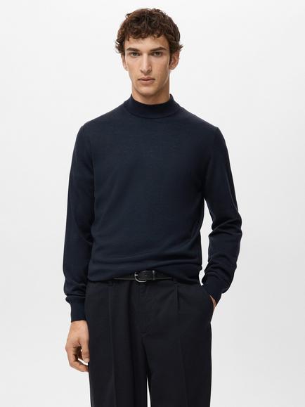 Mango Willy Turtle Neck Wool Jumper, Navy, Navy