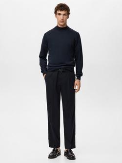 Mango Willy Turtle Neck Wool Jumper, Navy - view 2, Navy