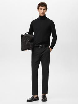 Mango Willyt Merino Wool Roll Neck Jumper, Black - view 2, Black