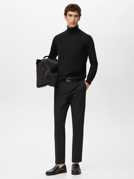 Mango Willyt Merino Wool Roll Neck Jumper, Black - view 2, Black