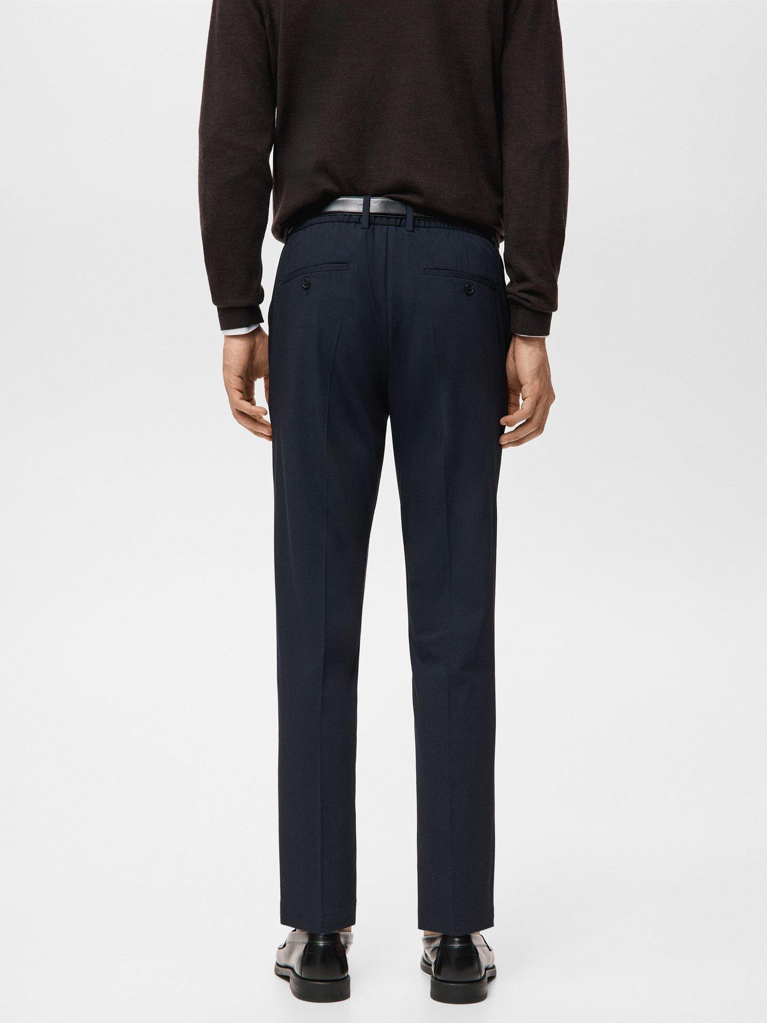 Product image 4 of 8, which shows Mango Bologna Cropped Trousers, Navy, 30