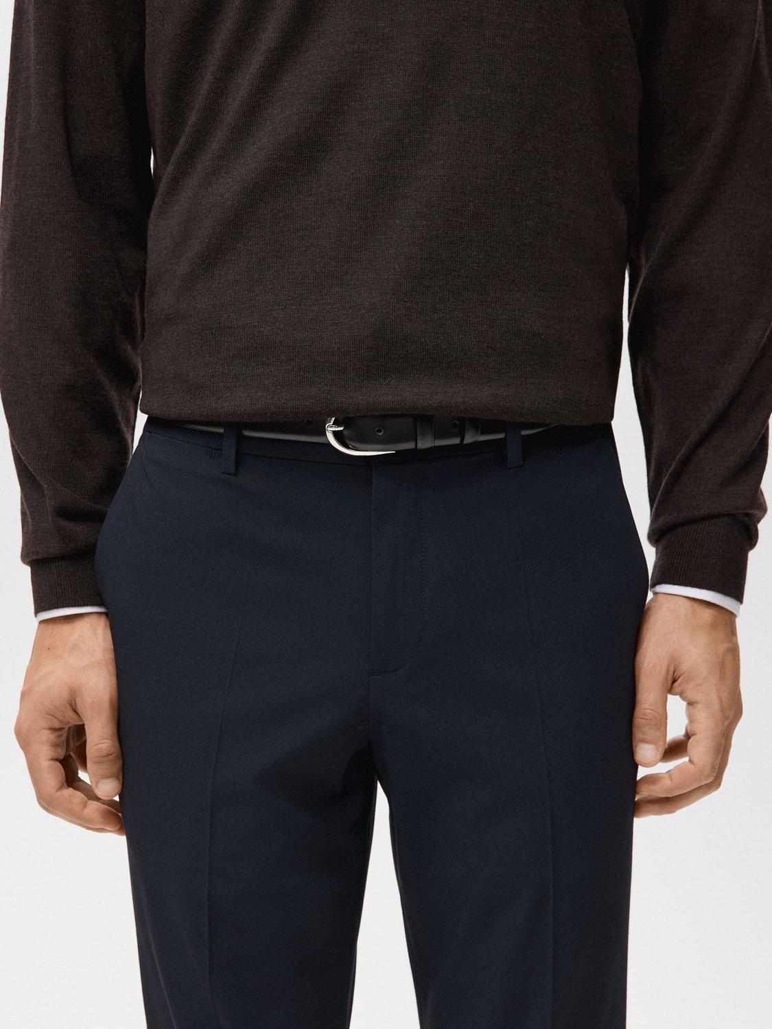 Product image 6 of 8, which shows Mango Bologna Cropped Trousers, Navy, 30