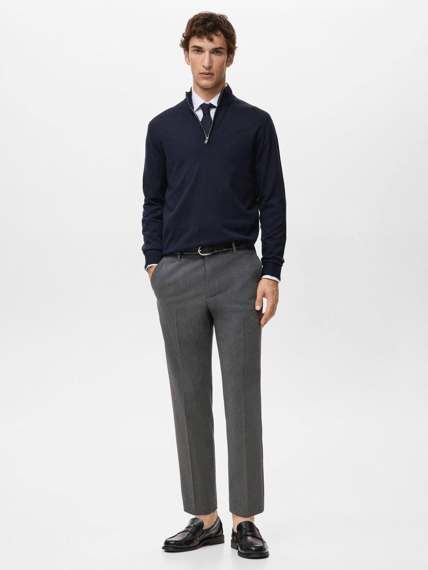 Product image 2 of 8, which shows Mango Bologna Cropped Trousers, Grey, 30