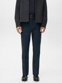 Mango Brest Flannel Slim Fit Trousers, Navy, Navy