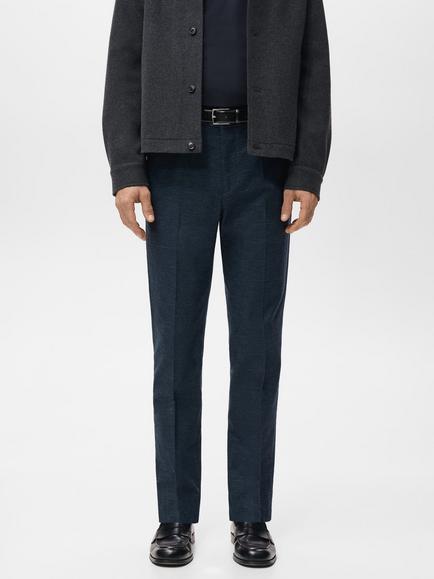 Mango Brest Flannel Slim Fit Trousers, Navy, Navy