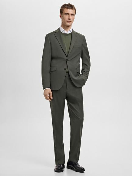 Mango Milan Slim Fit Lightweight Trousers - view 2, Khaki