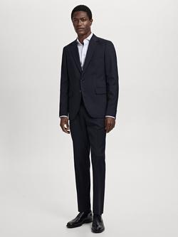 Mango Milan Slim Fit Lightweight Trousers - view 2, Navy