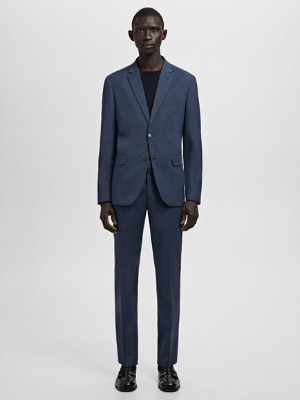 Mango Paris Super Slim Fit Lightweight Trousers - view 2, Medium Blue