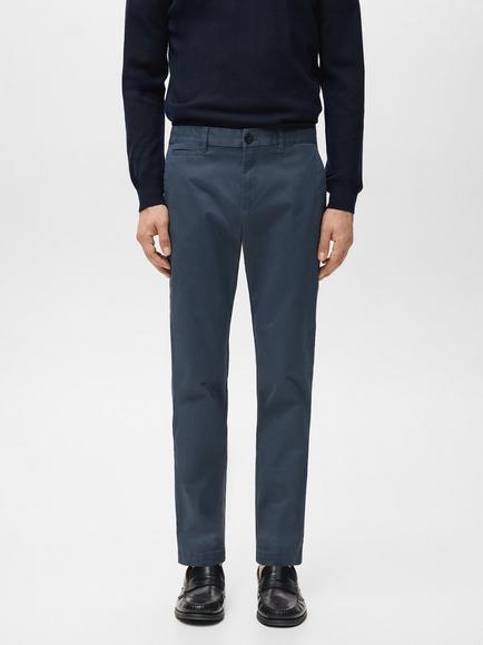 Mango Prato Straight Fit Chinos, Medium Blue