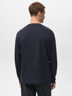 Mango Gareth Cotton Regular Fit Long Sleeve T-Shirt - view 2, Navy