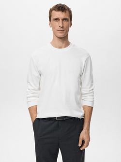Mango Gareth Cotton Regular Fit Long Sleeve T-Shirt, White