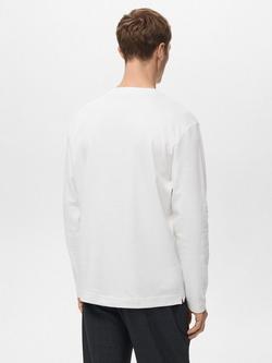 Mango Gareth Cotton Regular Fit Long Sleeve T-Shirt - view 2, White