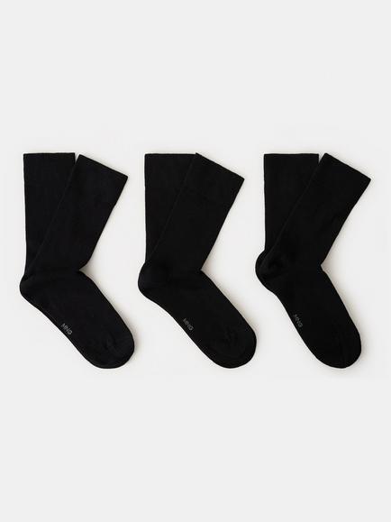 Mango Cotton Rich Socks, Pack of 3, Black