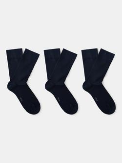 Mango Cotton Rich Socks, Pack of 3, Navy
