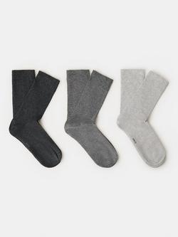 Mango Cotton Blend Socks, Pack of 3, Grey, Grey