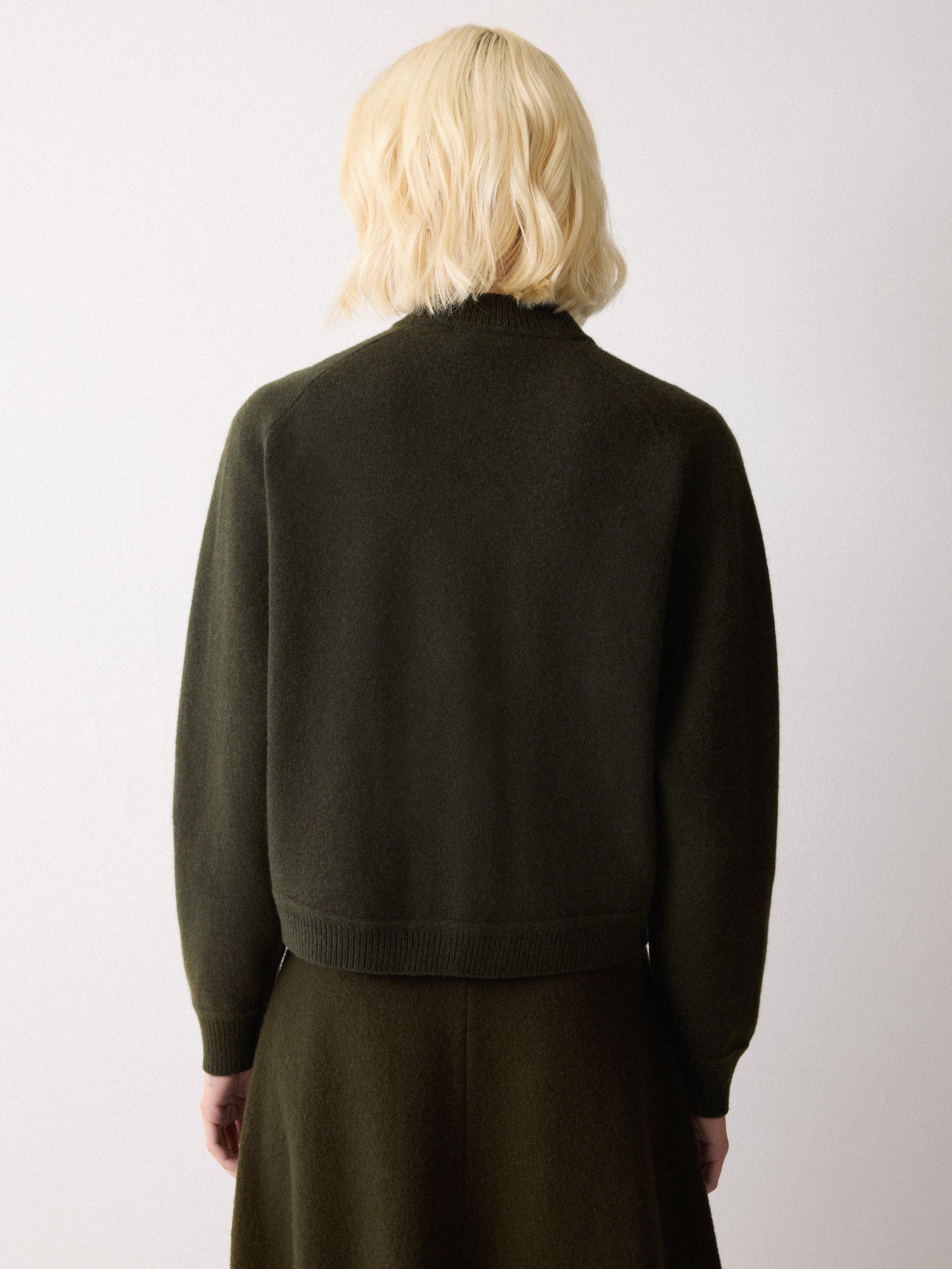 Product image 2 of 7, which shows Jigsaw Knitted Bomber Jacket, Khaki, XS
