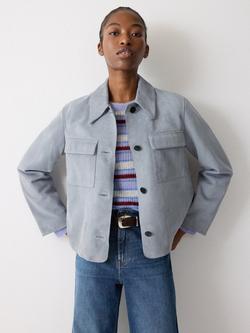 Jigsaw Suede Patch Pocket Jacket, Blue, Blue