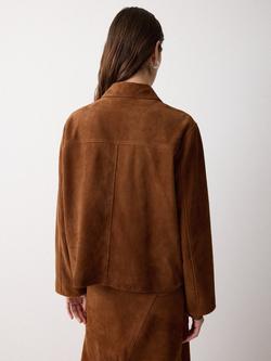 Jigsaw Patch Pocket Pure Suede Utility Jacket, Tan - view 2, Tan