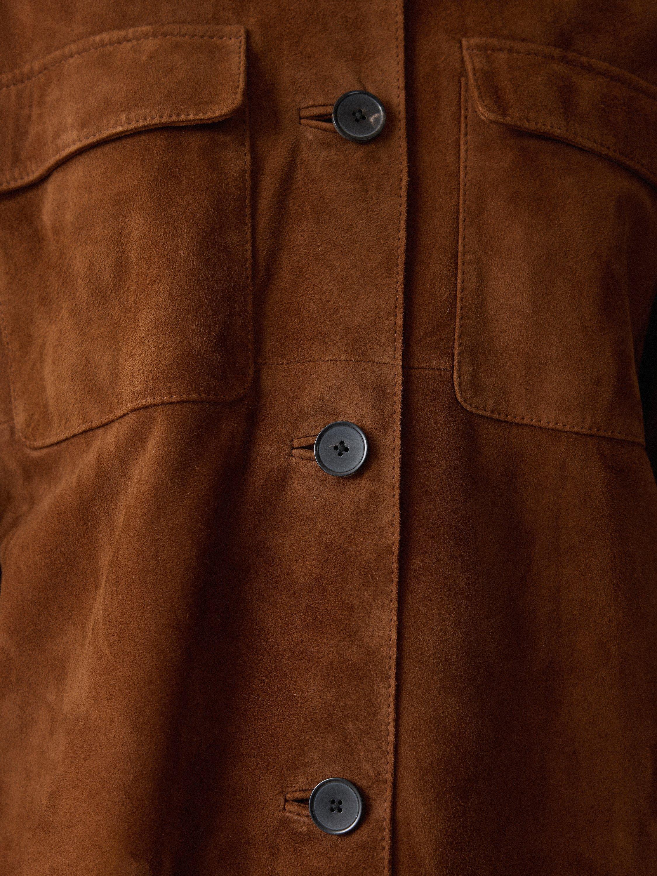 Product image 3 of 6, which shows Jigsaw Patch Pocket Pure Suede Utility Jacket, Tan, 6